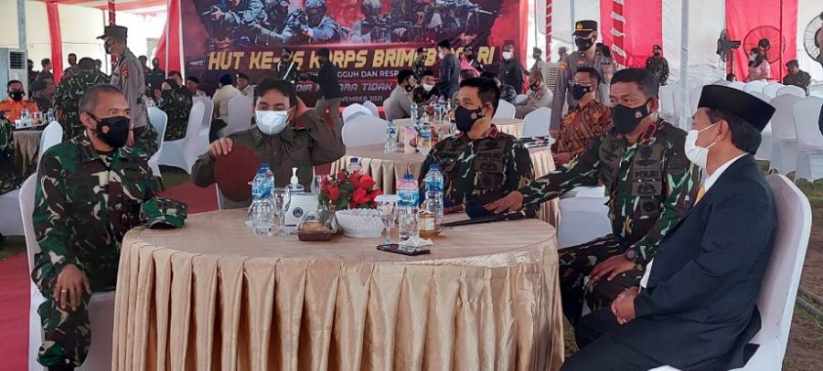Kasrem 133/NW Hadiri Upacara HUT ke – 76 Korps Brimob Polri Tahun 2021 Secara Virtual