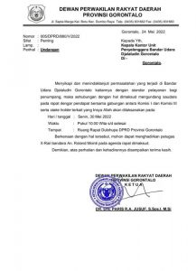 Surat RDP Dprov Gorontalo Atas Penganiayaan Petugas Bandara Diduga Maladministrasi, Arif Rahim: Hormati Proses Hukum