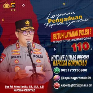 Tindaklanjuti Arahan Kapolri, Kapolda Gorontalo Buka Hotline Layanan Pengaduan Masyarakat Melalui 085173330986