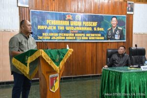 Danrem 133/NW Hadiri Kegiatan pengarahan Wadanpussenif Mayjen TNI Kepada Seluruh Perwira Korps Infanteri Satuan Jajaran Korem 133/NW