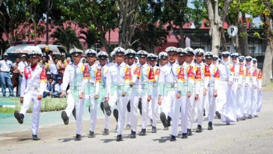 Di Upacara HUT RI ke-78, PKS Binaan Satlantas Polres Pohuwato Tampil Memukau