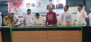 Melalui Penandatanganan NPHD KPU dan Bawaslu Berterimakasih Ke Prof. Nelson Pomalingo