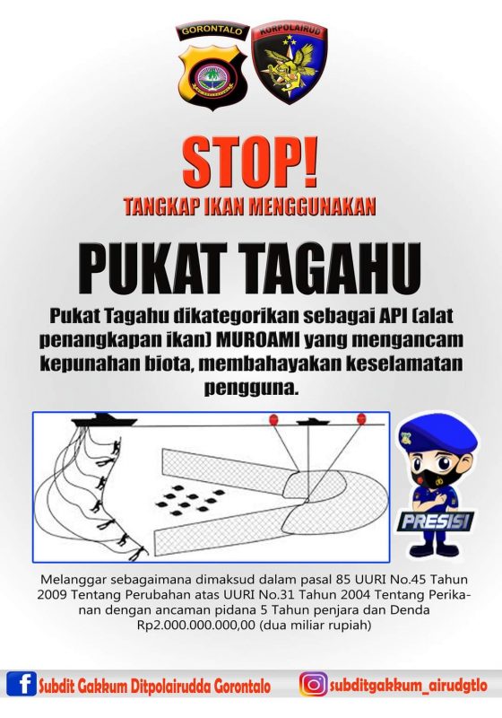 Dit Polairud Polda Gorontalo Himbau Masyarakat Nelayan Tidak Gunakan Alat Penangkapan Ikan Tagahu