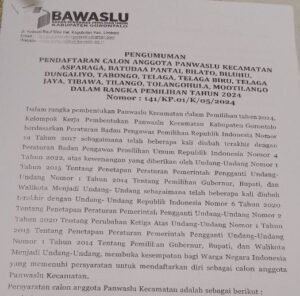 Bawaslu Kabgor Buka Pendaftaran Panwas Pilkada 2024 Di 13 Kecamatan, Berikut Jadwal Dan Persyaratannya