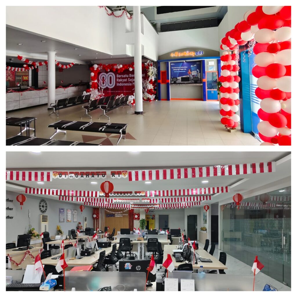 Kobarkan Semangat Nasionalisme, Branch Office BRI Limboto Dekorasi Kantor Nuansa Merah Putih