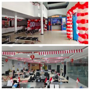 Kobarkan Semangat Nasionalisme, Branch Office BRI Limboto Dekorasi Kantor Nuansa Merah Putih