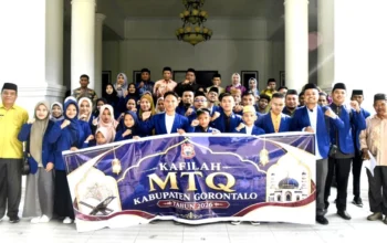 Pelepasan kafila Kabupaten Gorontalo untuk mengikuti MTQ tingkat Provinsi Gorontalo, bertempat di rudis bupati.